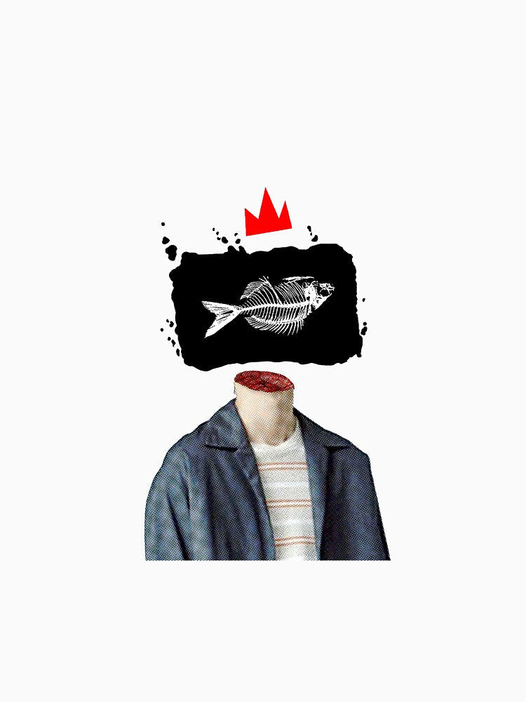 Surreal Fish Boy with a Crown by DigiRedRounak Unisex , , , Long Sleeve Tee