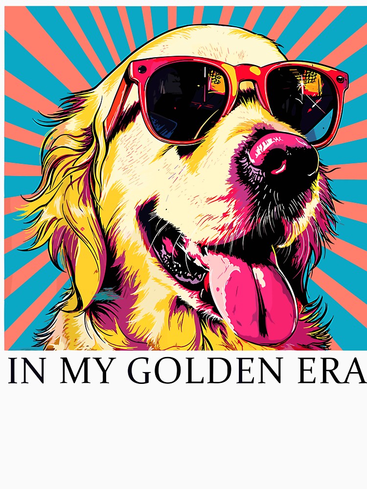 In My Golden Era Funny Golden Retriever 70s Retro Sunglasses Graphic by Glow-Paw-Studio Unisex , , , Long Sleeve Tee
