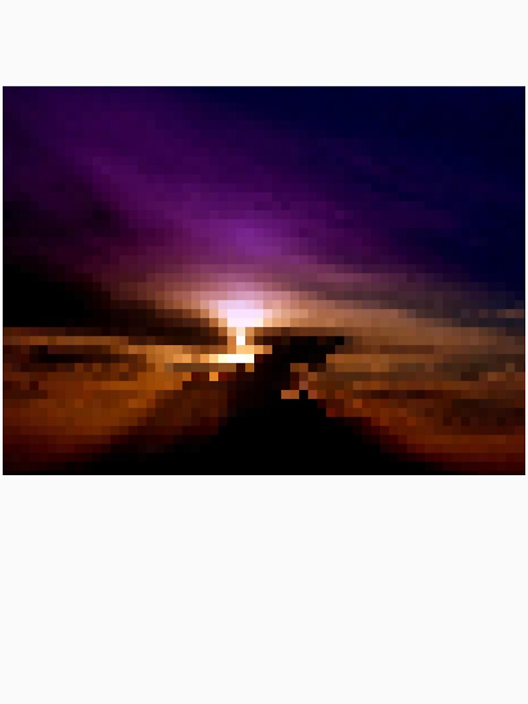 Pixelated Colorful Sunset Silhouette by Potato Quality Prints Unisex , , , Long Sleeve Tee