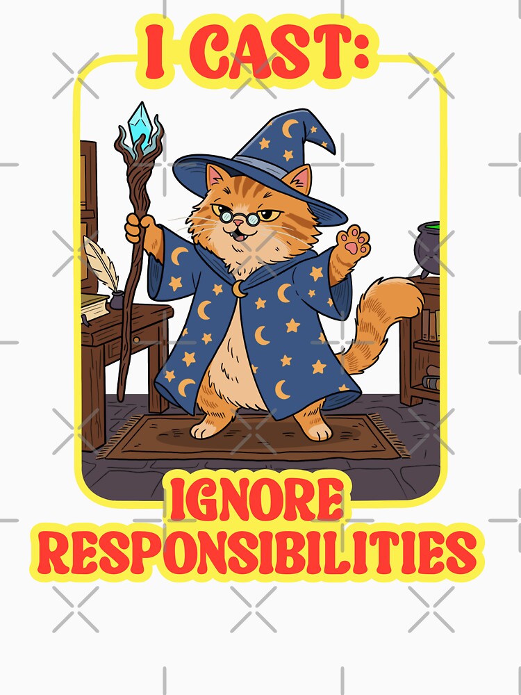 Lazy Wizard Cat by Milasneeze Unisex , , , Long Sleeve Tee