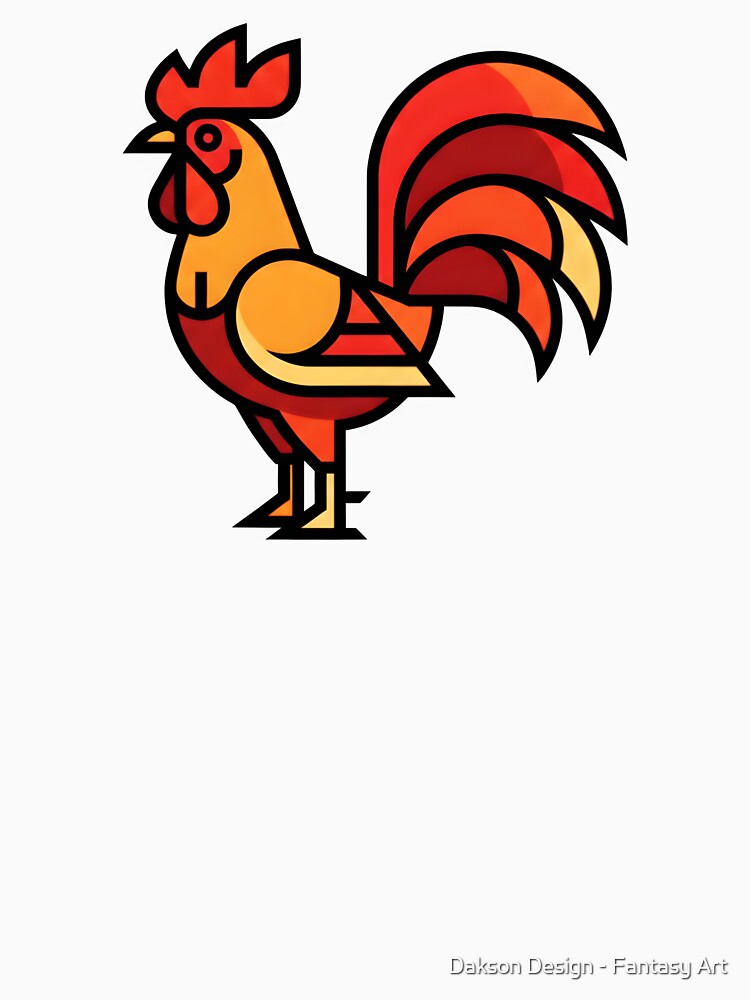 Minimalist Geometric Rooster - Modern Abstract Vector Art by Dakson Design - Fantasy Art
