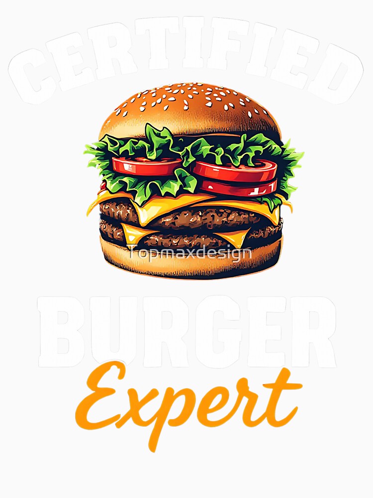 Certified Burger Expert by Topmaxdesign Unisex , , , Long Sleeve Tee