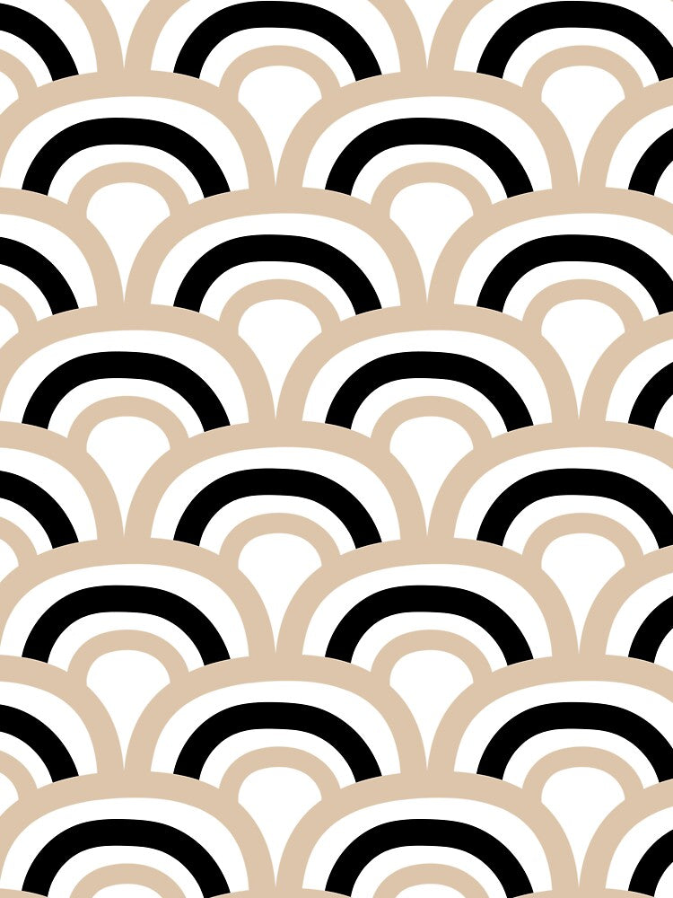 Brown Black and White Scallop Stripe Pattern Pairs DE 2022 Trending Color Cliff's View DEC720 by ColorOfTheYears