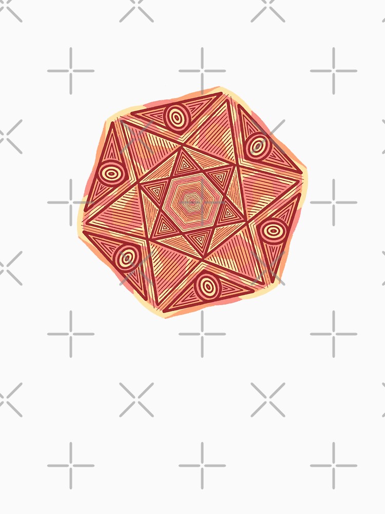 Terracotta Geometric Sunburst - Abstract Linear Star Mandala by RareSquareBearArts
