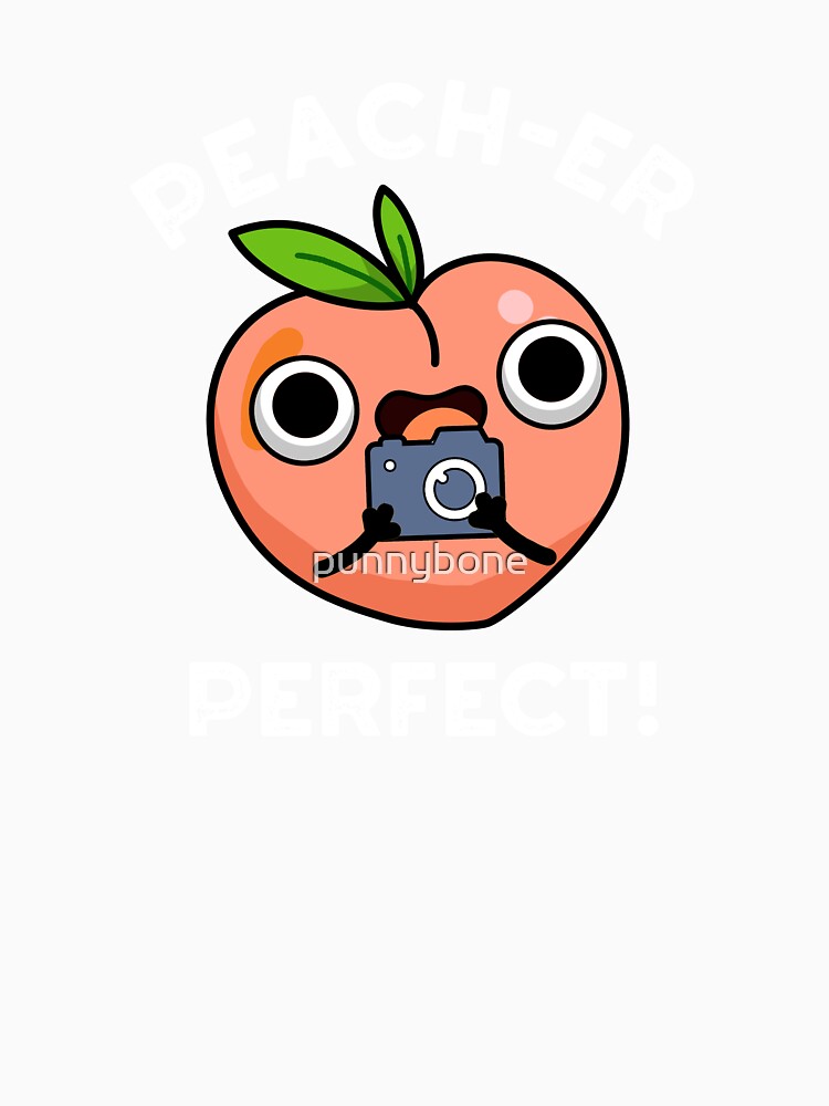 Peach-er Perfect Funny Peach Pun (Dark BG) by punnybone Unisex , , , Long Sleeve Tee