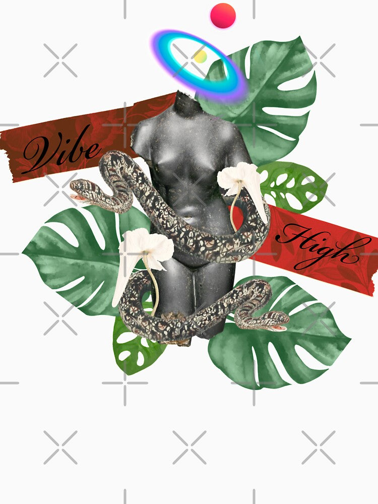 Vibe high Greek  stone and nature with snakes and trippy flower by VantaTheArtist