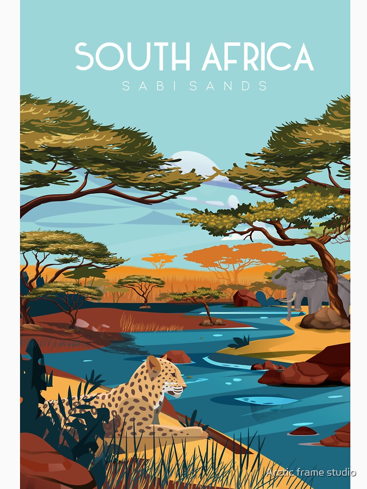 south africa sabi sands poster by Arctic frame studio Unisex , , , Long Sleeve Tee