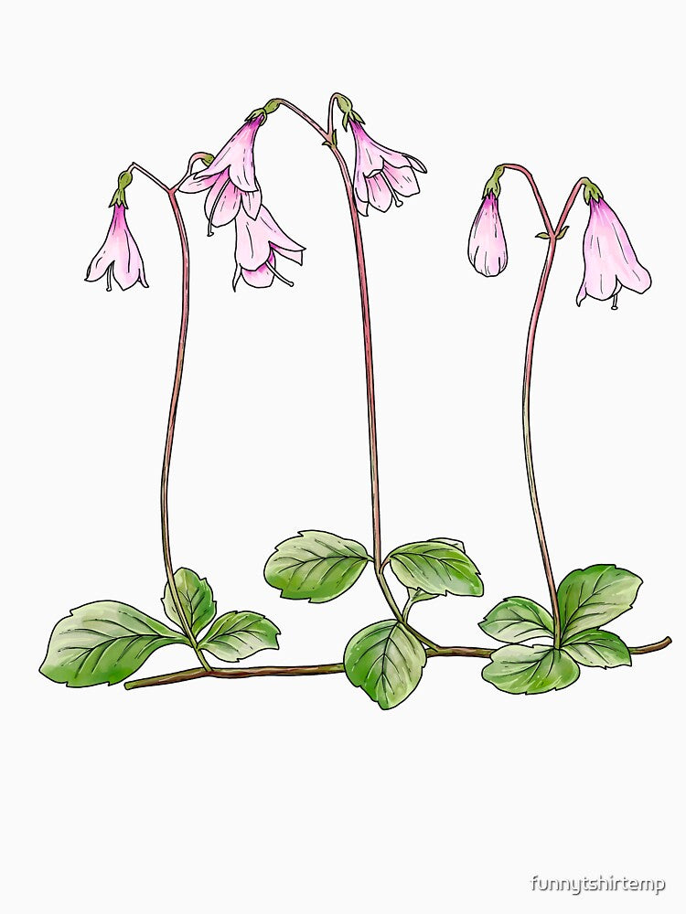 Nordic Wildflower Linnea Borealis Twinflower Pretty Pink Flowers floral by funnytshirtemp Unisex , , , Long Sleeve Tee
