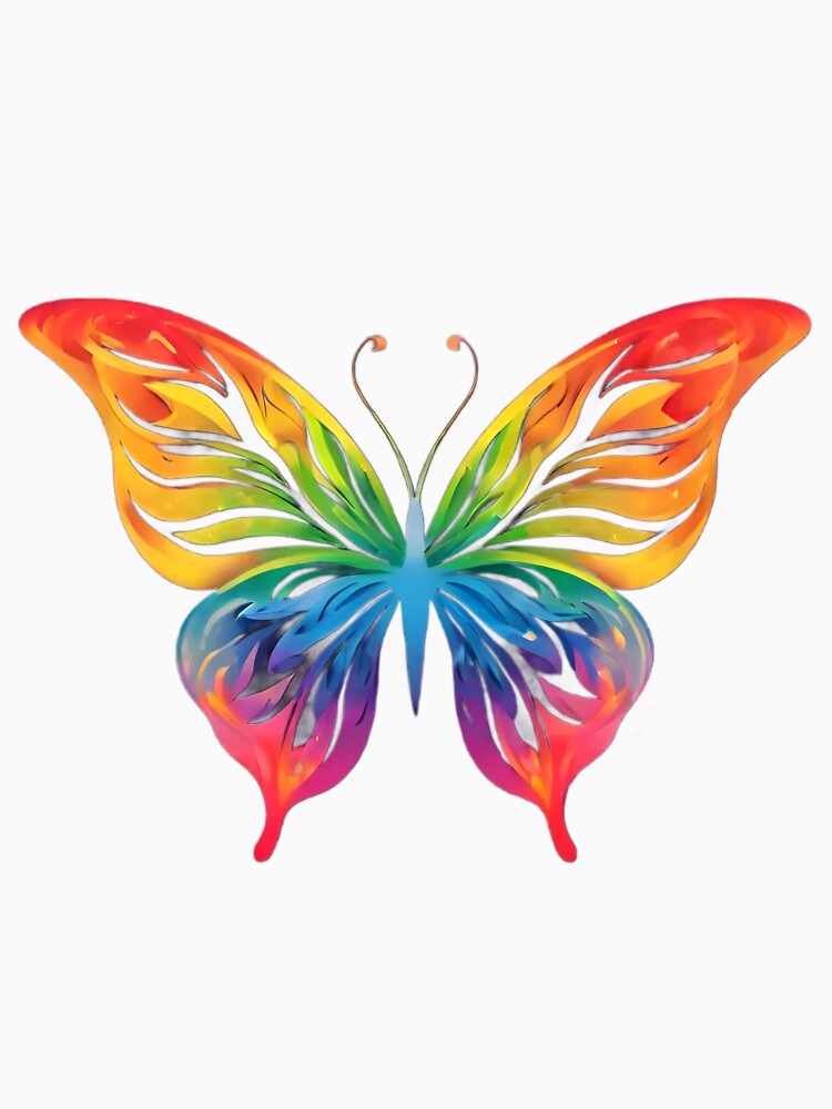 Simple Rainbow Butterfly by ArtByFrancis Unisex , , , Long Sleeve Tee