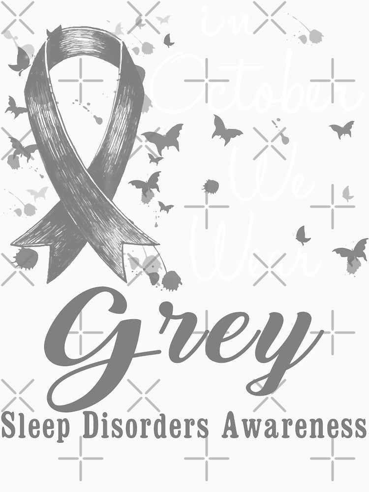 In October We Wear Grey Ribbon Sleep Disorders Awareness by largellie Unisex , , , Long Sleeve Tee