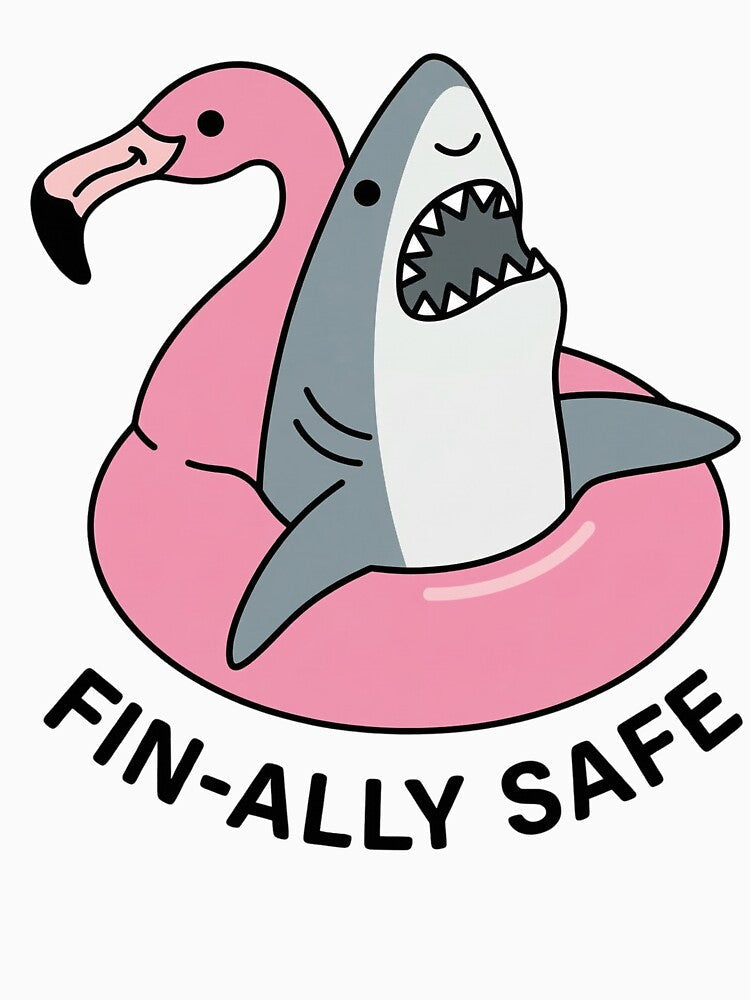 Fin-ally Safe – Funny Shark Summer Pun by aiqdelicia Unisex , , , Long Sleeve Tee