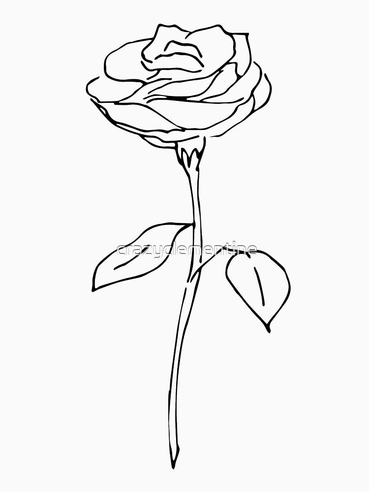 Rose Sketch Black and White by crazyclementine Unisex , , , Long Sleeve Tee