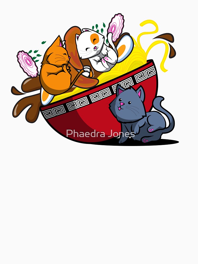 Kawaii Ramen Cat Noodles Japaneese Food by Phaedra Jones Unisex , , , Long Sleeve Tee