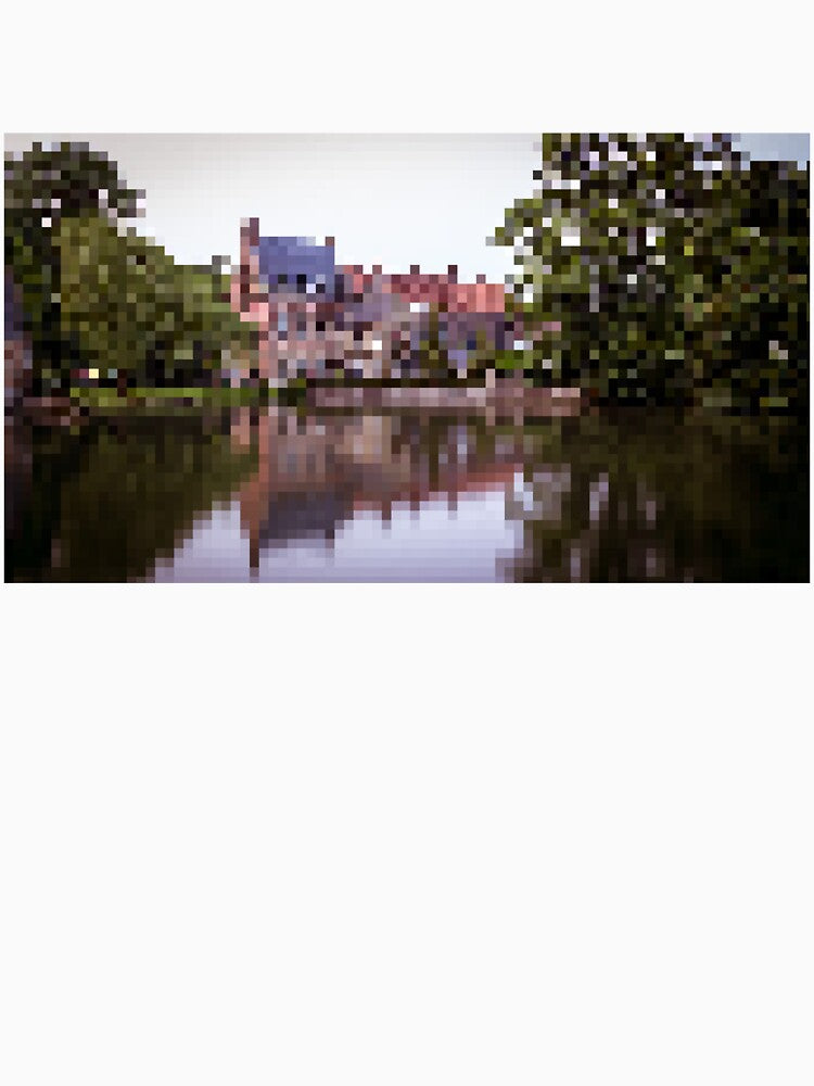 Pixelated Bruges Lake Scene by Potato Quality Prints Unisex , , , Long Sleeve Tee