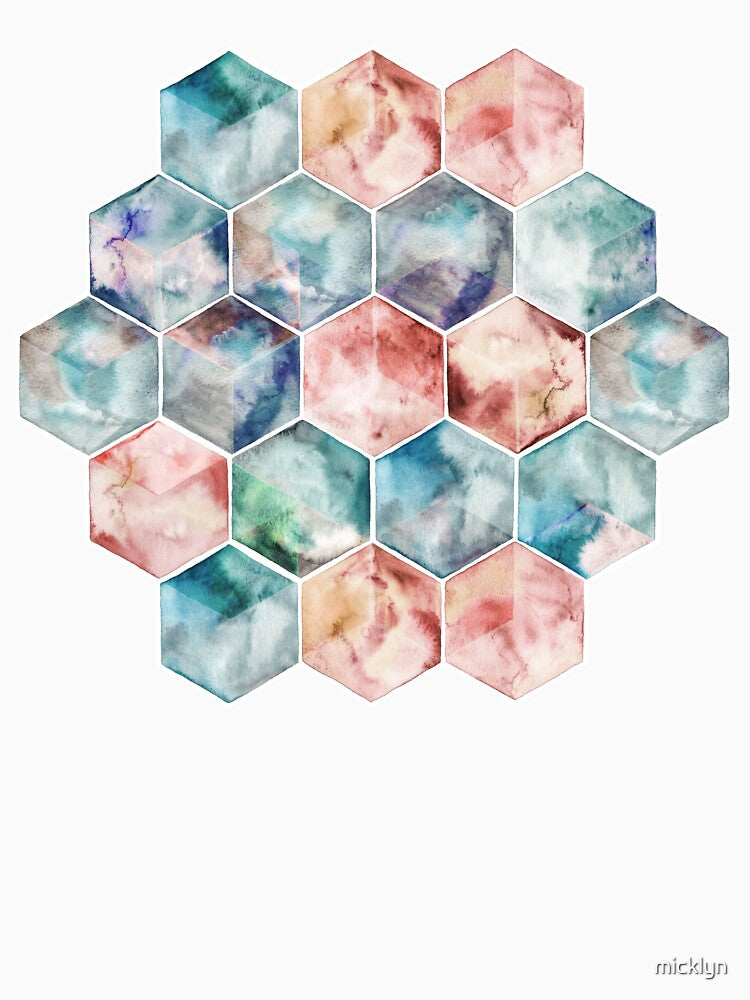 Earth and Sky Hexagon Watercolor by micklyn