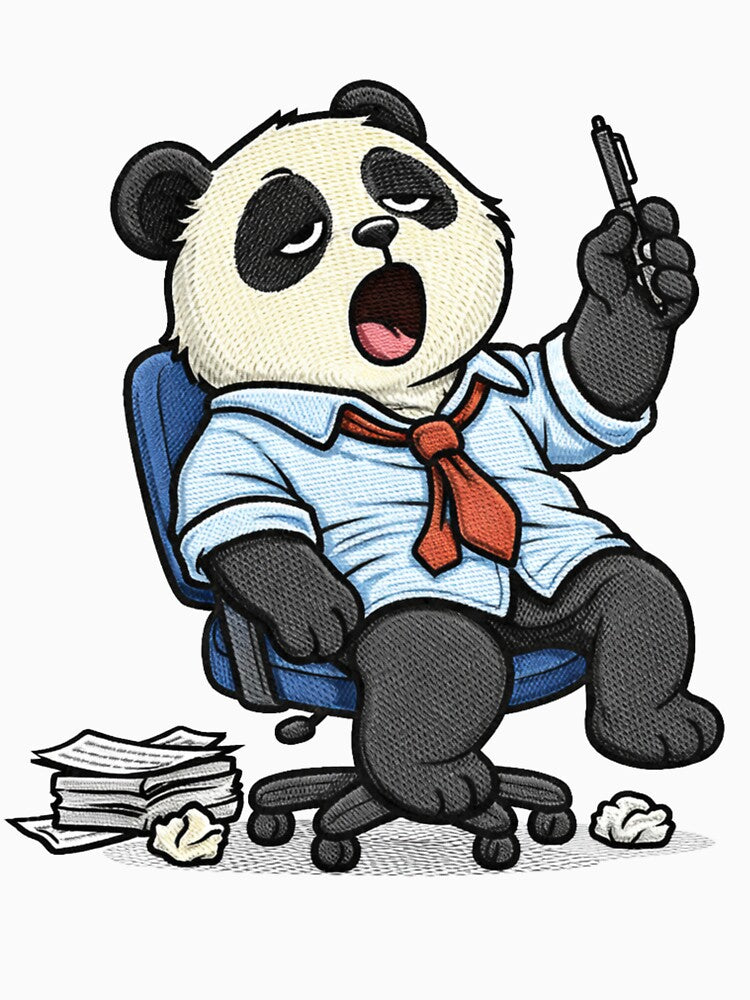 Lazy Office Panda – Funny Tired Office Worker Panda Cartoon Mascot by ColorSplash123 Unisex , , , Long Sleeve Tee