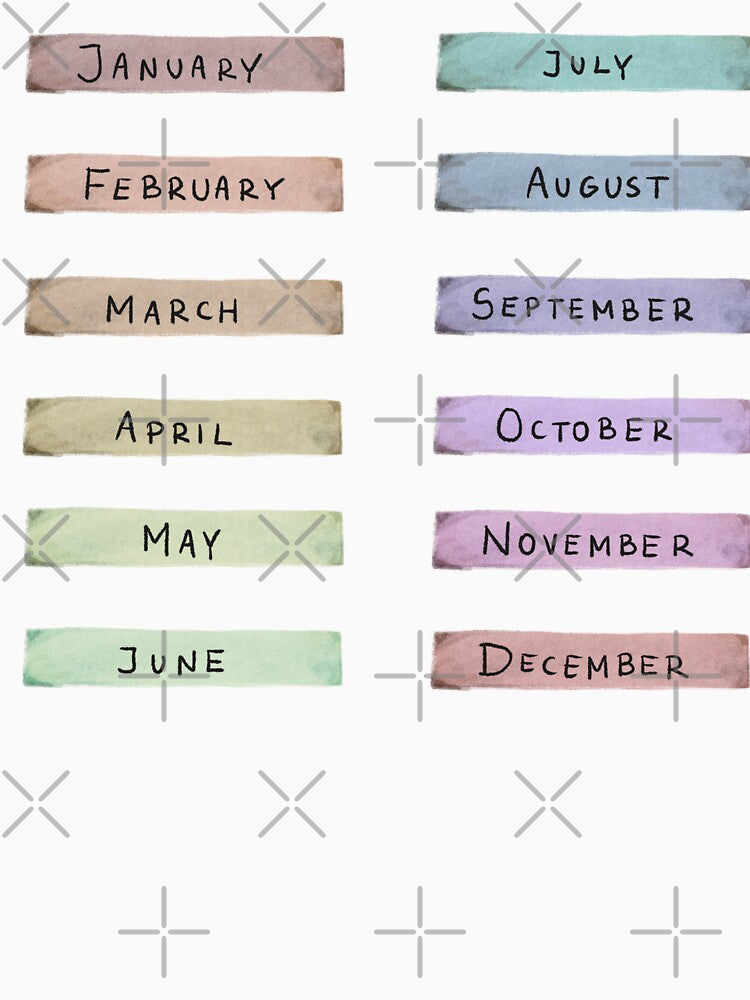 Months of the Year by MaryRose73744 Unisex , , , Long Sleeve Tee