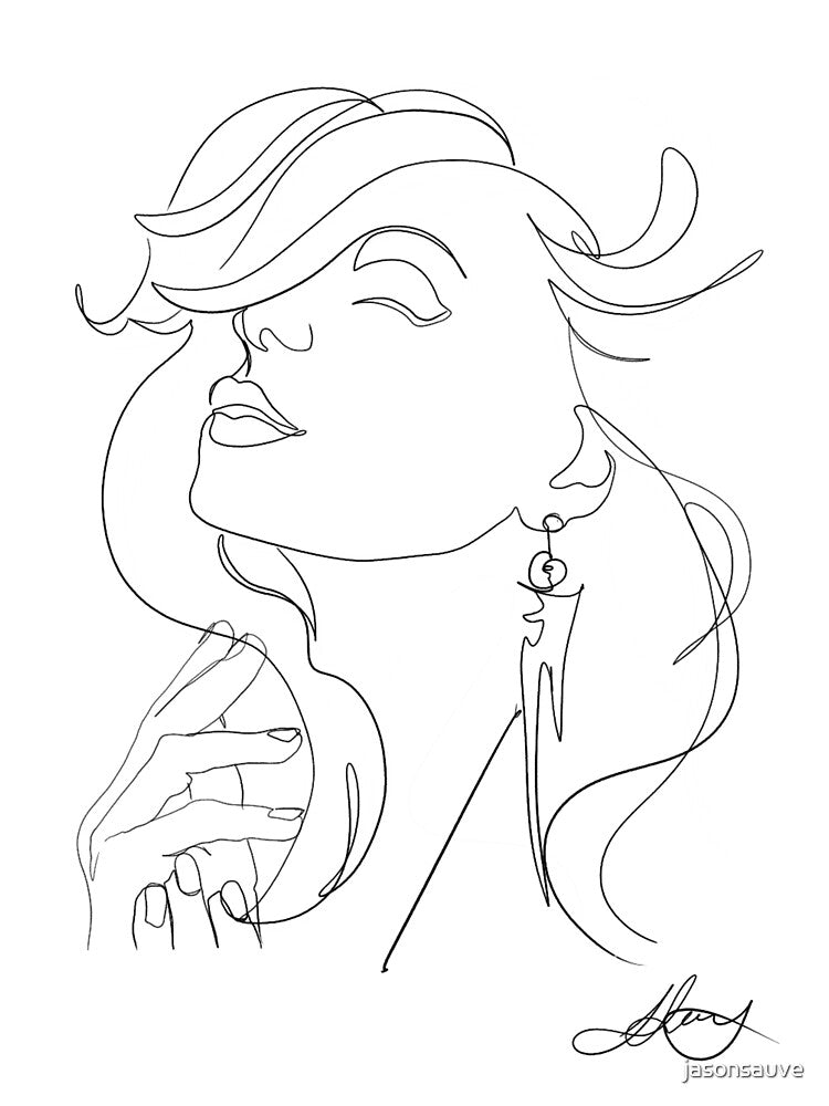 Woman portrait One Line line drawing, Female Face, Minimalist art, by jasonsauve