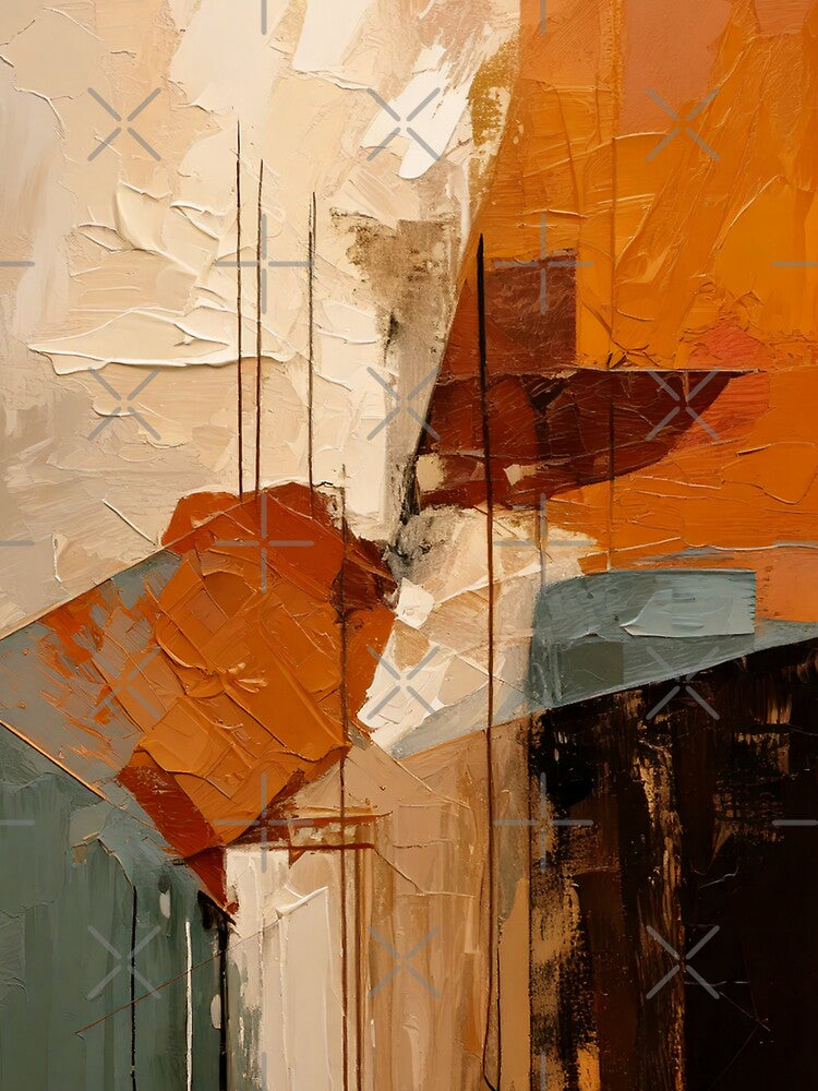 Modern Abstract Painting – Earth Tones – Thick Textured Paint with Simple Geometric Shapes by CattlettArt