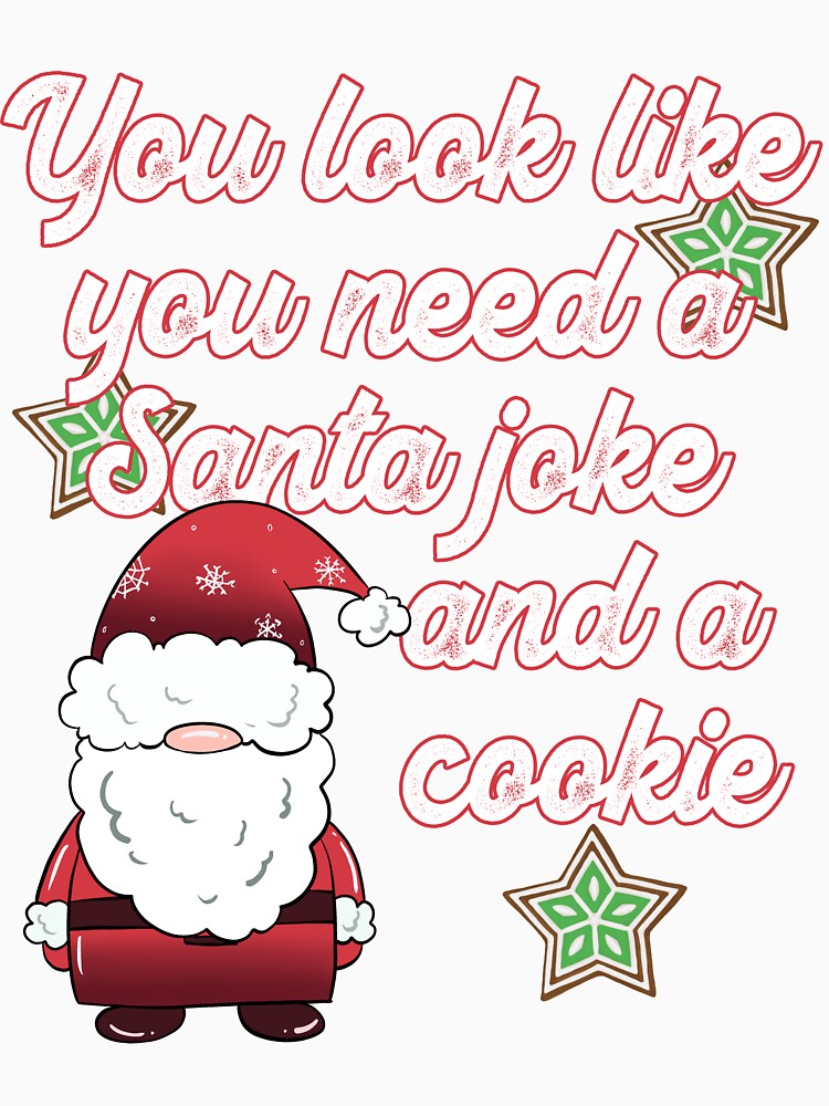 Funny Christmas Dad Joke You Need a Santa Joke and a Cookie by OliviaGbyKyro Unisex , , , Long Sleeve Tee