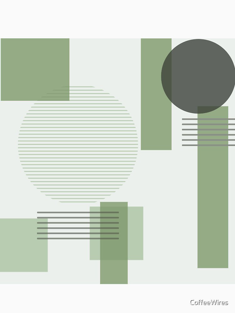 Green Sage Squares and Circles Earth Tones by CoffeeWires