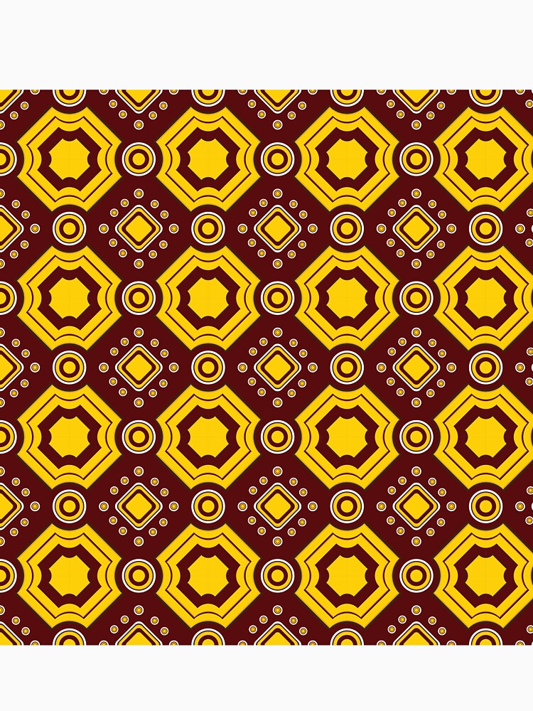 Bohemian repeat print in deep red and gold, blending bold tribal elegance with modern charm by zephstudoartist
