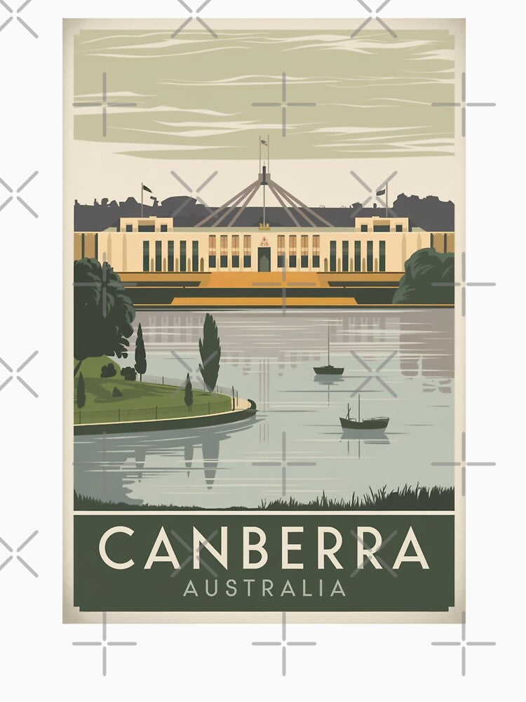 Canberra Vintage Travel Poster by TravelerRat Unisex , , , Long Sleeve Tee