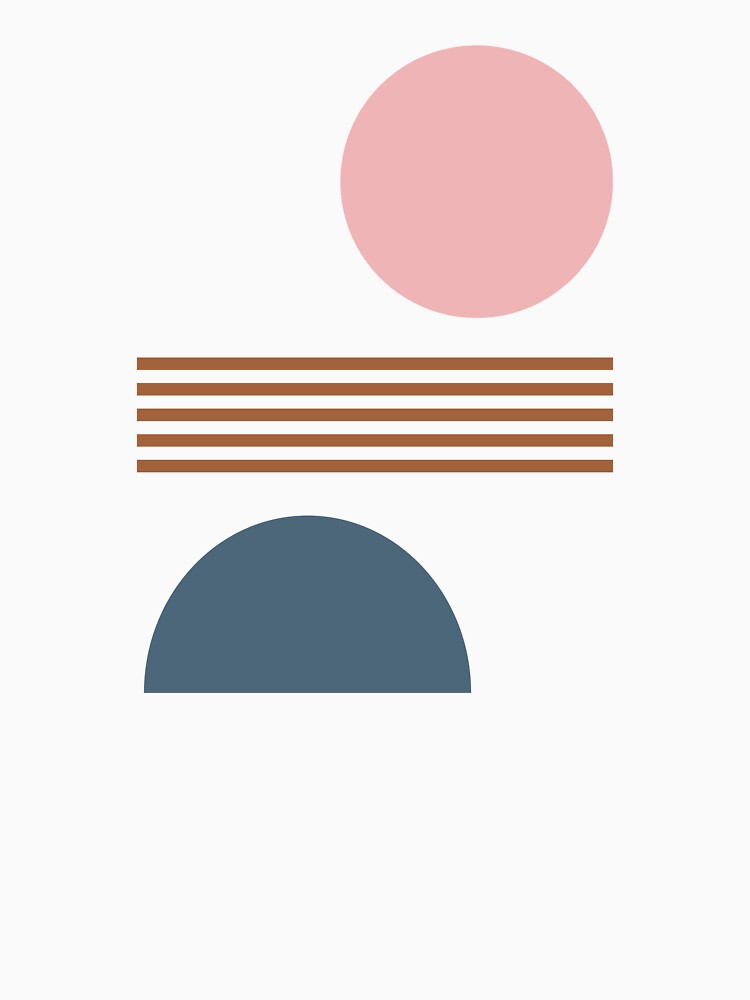 Minimalist Modern Geometric Shapes and Lines Pattern in Pink, Blue, and Terracotta by JuneJournal