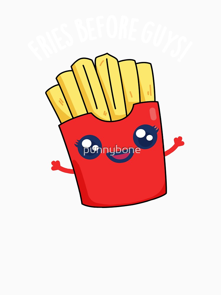Fries Before Guys Funny Fries Pun (Dark BG) by punnybone Unisex , , , Long Sleeve Tee