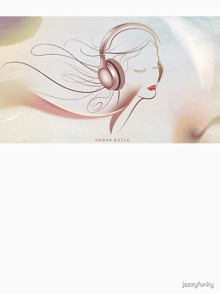 Minimalist Headphone Girl Wall Art – Line Art Music Canvas Print by jazzyfunky