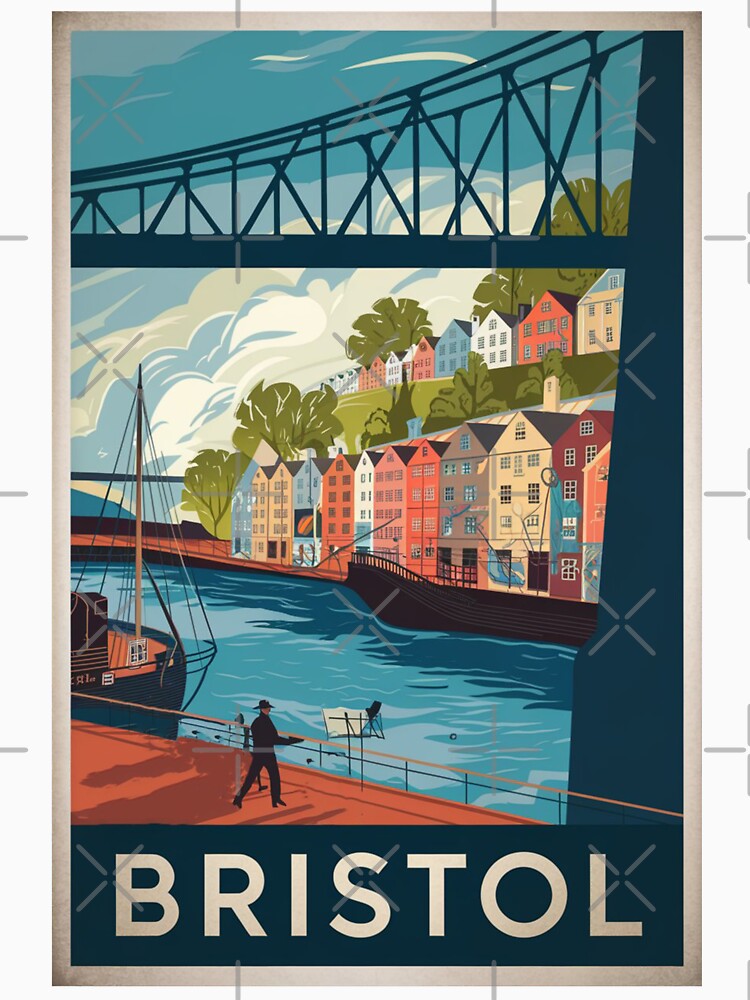 Bristol Vintage Travel Poster by TravelerRat Unisex , , , Long Sleeve Tee