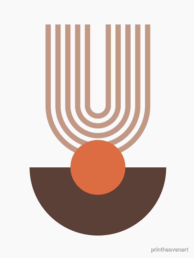 Orange Sun Arch Abstract Mid Century Modern by printheavenart
