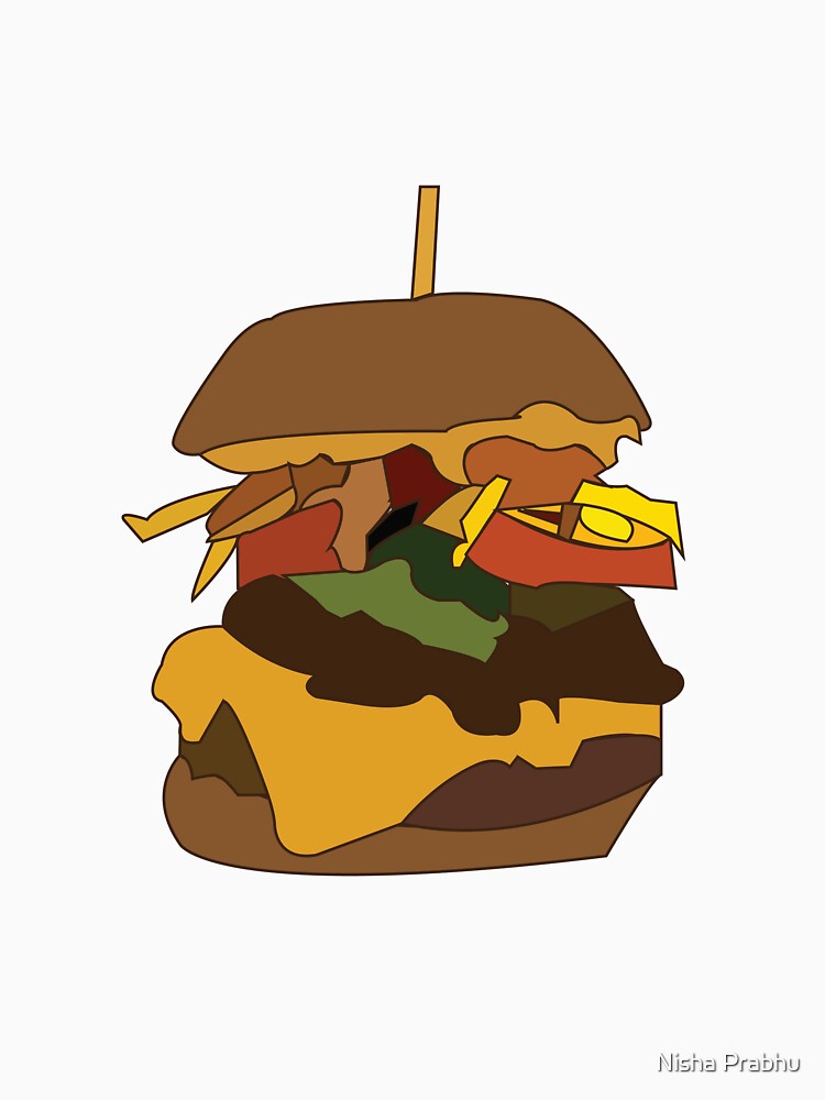 Burger Hamburger Burger Love Junk Food by Nisha Prabhu Unisex , , , Long Sleeve Tee