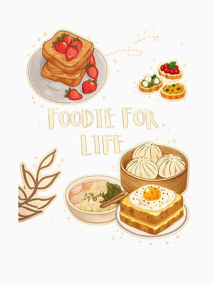 Foodie for Life – Cute Food Lover Watercolor Aesthetic Design by ravenRM Unisex , , , Long Sleeve Tee