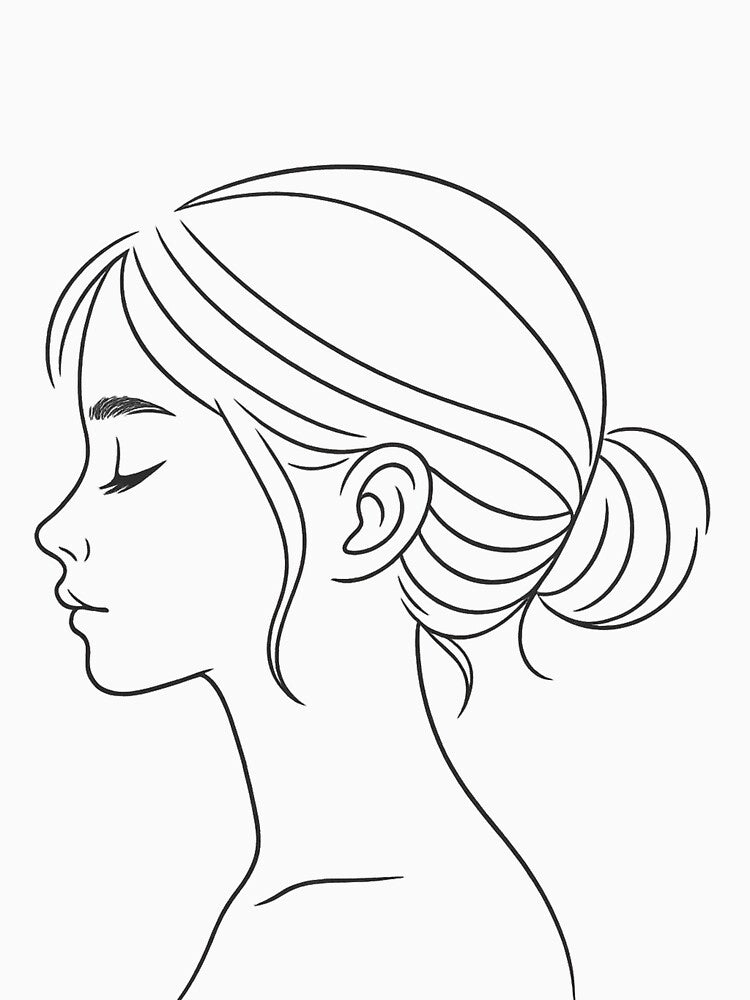 Minimalist Girl Profile Line Art | Aesthetic Outline Portrait Illustration by TimaStudioUk