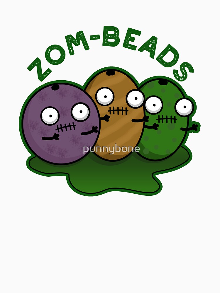 Zom-beads Funny Halloween Zombie Beads Pun (Dark BG) by punnybone Unisex , , , Long Sleeve Tee
