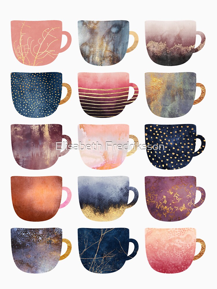Pretty Coffee Cups 2 by Elisabeth Fredriksson Unisex , , , Long Sleeve Tee
