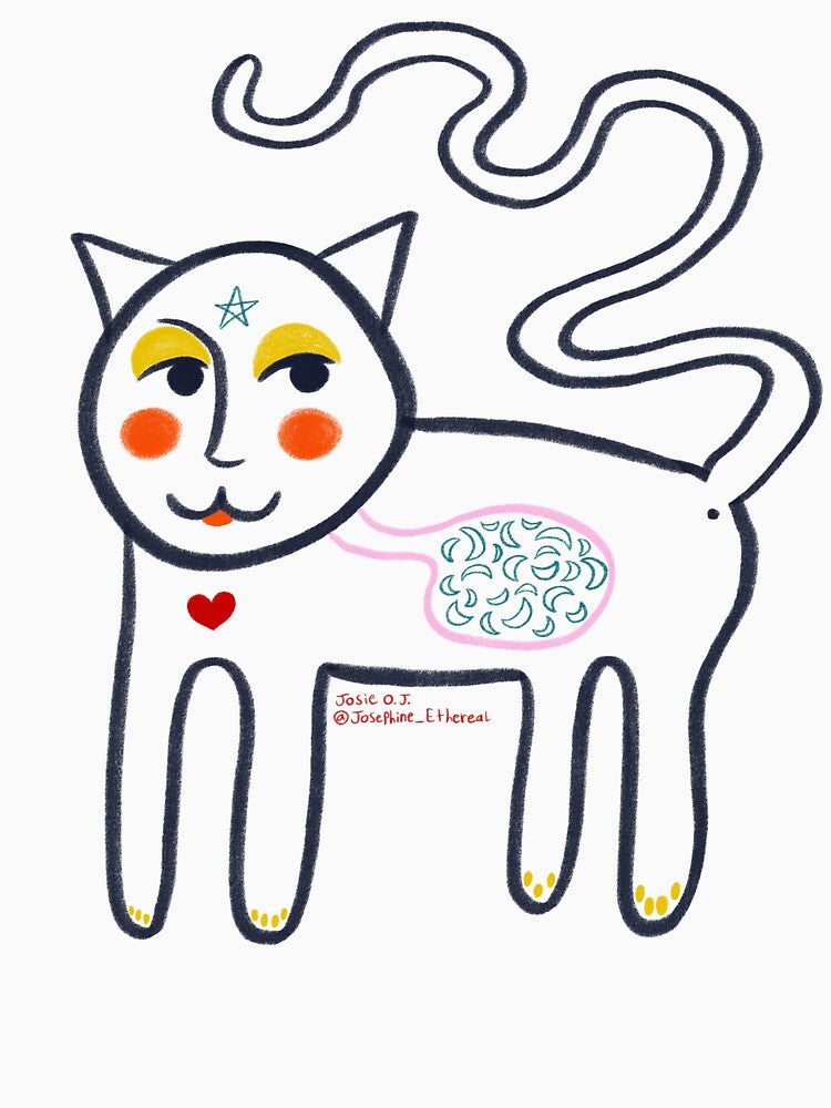 Stomach full of moons cat by Josephine Ethereal