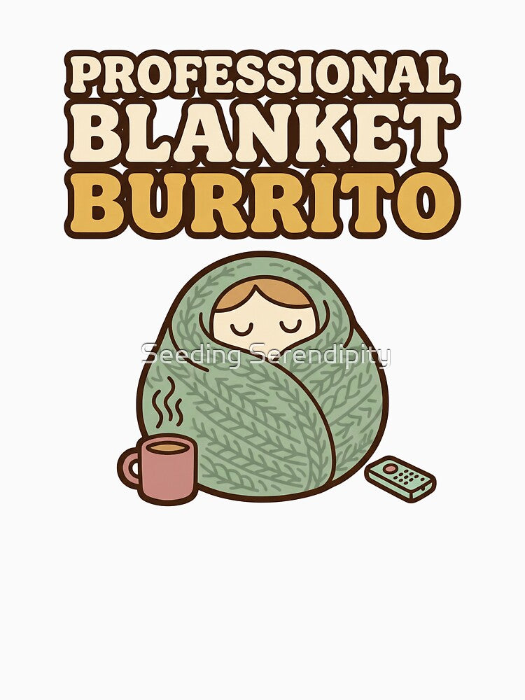 Professional Blanket Burrito Cozy Retro Graphic by Seeding Serendipity
