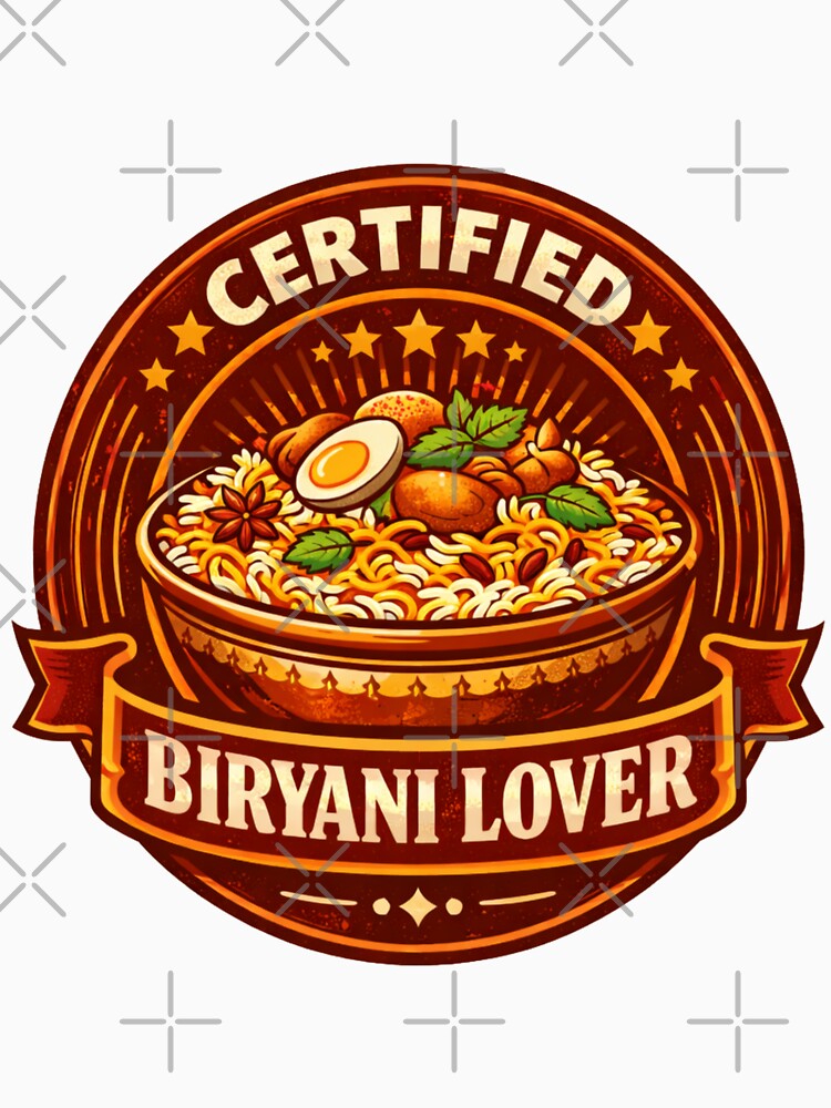 Certified Biryani Lover | Vintage Badge Indian Food Design | Funny Biryani Lover Gift Idea by Globalcitytees