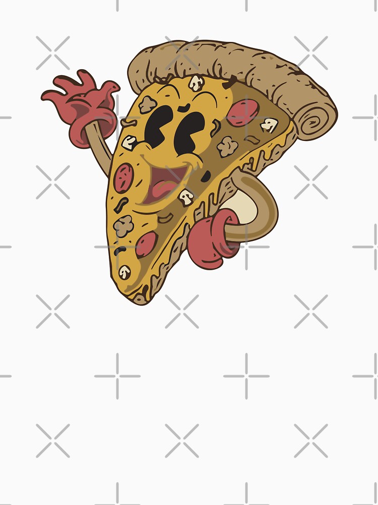 Retro Pizza Slice Mascot by The Qash Unisex , , , Long Sleeve Tee