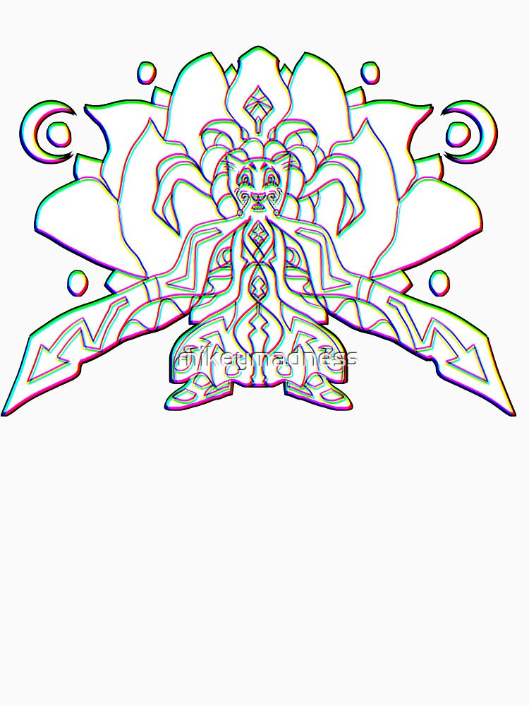 3d Cat Monk With Lotus Flower - Psychedelic Art by mikeymadness