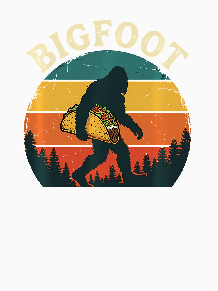 Bigfoot Taco Retro Sunset by irifine Unisex , , , Long Sleeve Tee