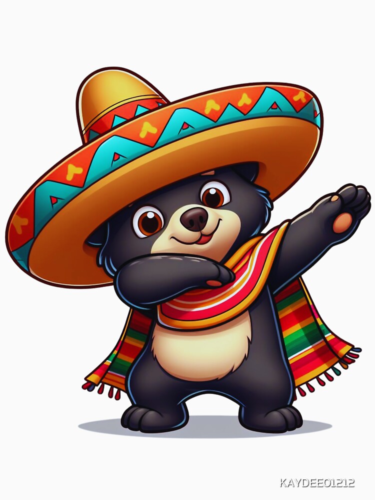 Mexican Black Bear Dabbing Mexican Poncho Cinco de Mayo Boys Men Dab by KAYDEE01212 ✨ Unisex , , , Long Sleeve Tee