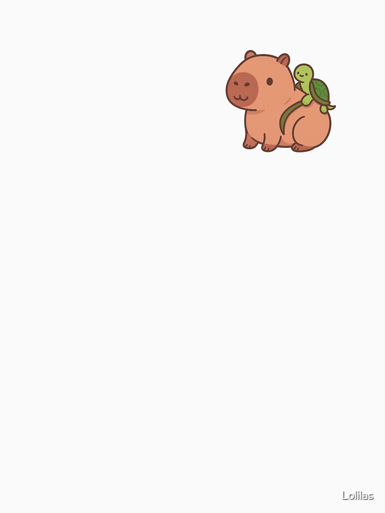 Cute Capybara with Turtle Bag – Kawaii Adventure by Lolilas Unisex , , , Long Sleeve Tee