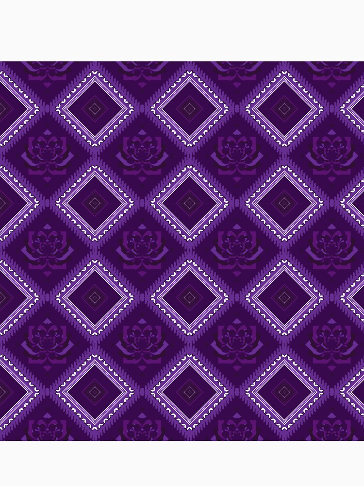 Seamless floral pattern in bohemian style with tribal geometric design, using purple, eggplant by zephstudoartist