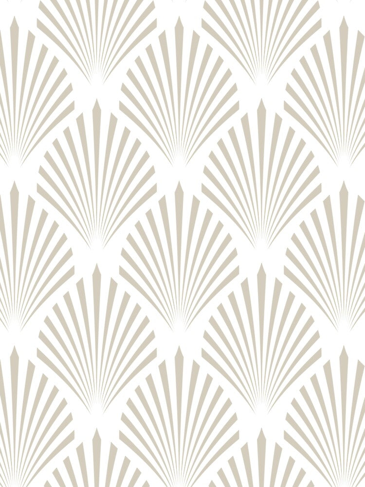 Beige and White Elegant Scallop Fan Pattern Pairs DE 2022 Trending Color Bay Salt DET642 by ColorOfTheYears