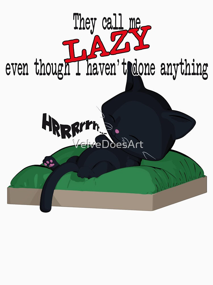 Lazy Cat And Loving It by VelveDoesArt Unisex , , , Long Sleeve Tee