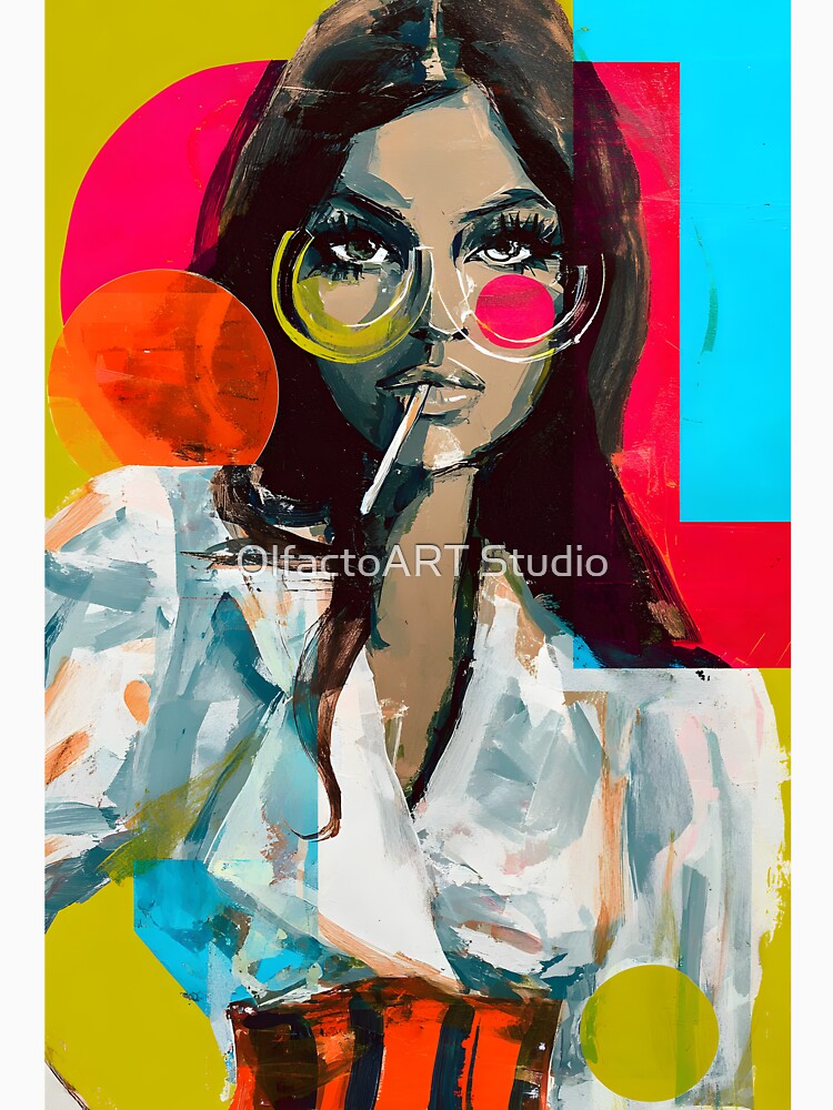 Embrace Bold Pop Art Style with a Fashionable Woman in Oversized Round Glasses by OlfactoART Studio