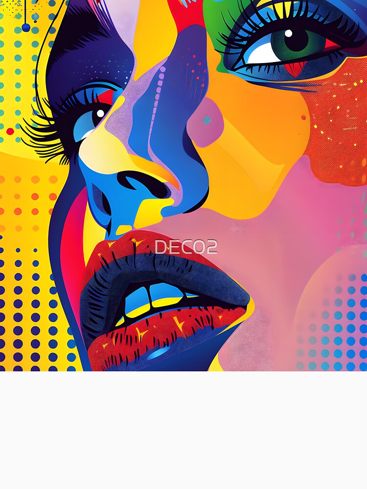 Pop Art Fantasy Female Face Vibrantly Colorful Design by DEC02 Unisex , , , Long Sleeve Tee